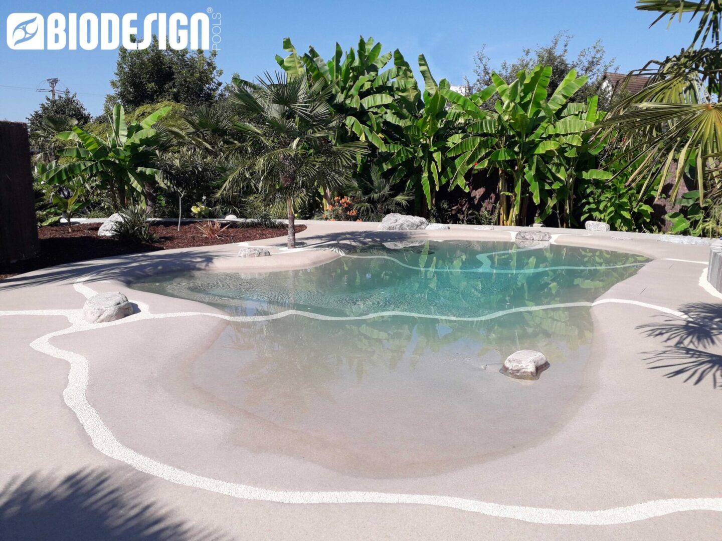 A BioDesign Pool Area With Stones in Water